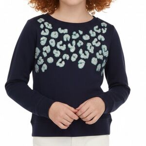 Cheetah Print Navy Blue 14 Sweater Top Glitter